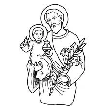 Coloriage Saint Joseph tenant l'enfant Jésus