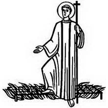 Coloriage Saint tenant une croix processionnelle