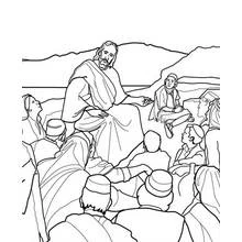 Coloriage Jésus enseignant à une foule assise