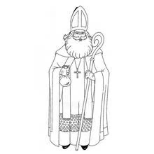 Coloriage Saint Nicolas avec crosse et mitre d'évêque