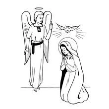 Coloriage Annonciation avec l'ange Gabriel