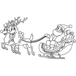 Coloriage Père Noël sur le Traîneau de Noël