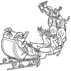 Coloriage Traîneau de Noël avec le Père Noël et les rennes Coloriage Traîneau de Noël avec le Père Noël et les rennes