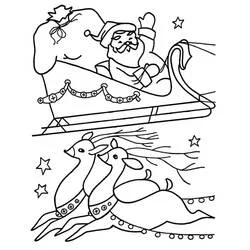 Coloriage Traîneau de Noël avec le Père Noël et ses rennes Coloriage Traîneau de Noël avec le Père Noël et ses rennes