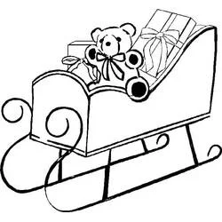 Coloriage Traîneau de Noël avec ourson et cadeaux Coloriage Traîneau de Noël avec ourson et cadeaux