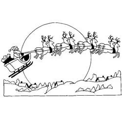 Coloriage Traîneau de Noël volant avec le Père Noël et ses rennes Coloriage Traîneau de Noël volant avec le Père Noël et ses rennes