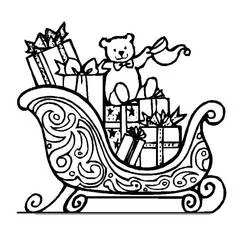 Coloriage Traîneau de Noël rempli de cadeaux et d'un ours en peluche Coloriage Traîneau de Noël rempli de cadeaux et d'un ours en peluche