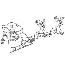 Coloriage Traîneau de Noël avec le Père Noël et rennes Coloriage Traîneau de Noël avec le Père Noël et rennes