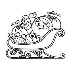 Coloriage Père Noël assis dans son Traîneau de Noël