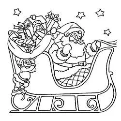 Coloriage Traîneau de Noël avec le Père Noël et un lutin Coloriage Traîneau de Noël avec le Père Noël et un lutin