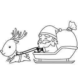 Coloriage Petit Père Noël sur le Traîneau de Noël Coloriage Petit Père Noël sur le Traîneau de Noël
