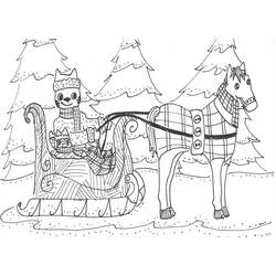 Coloriage Traîneau de Noël avec renne et bonhomme de neige Coloriage Traîneau de Noël avec renne et bonhomme de neige