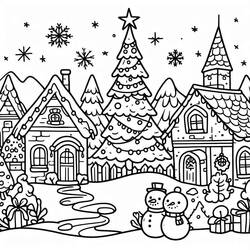 Village de Noël - Coloriages gratuits à imprimer