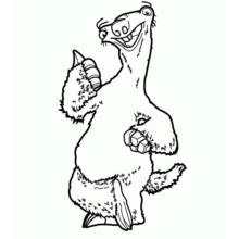 Coloriage Sid le paresseux qui fait signe de victoire