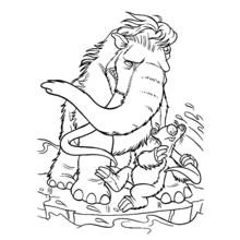 Coloriage Manny et Scrat sur un morceau de banquise