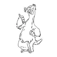 Coloriage Sid le paresseux fait un signe de pouce levé