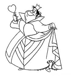 Coloriage Reine de Cœur tenant un cœur
