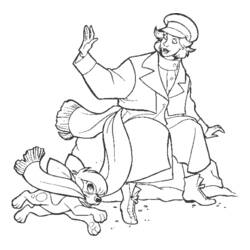 Coloriage Anastasia un jeune homme salue avec Pooka le chien
