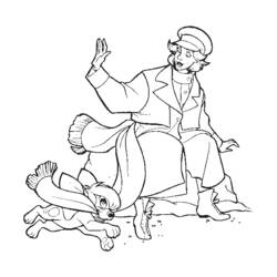 Coloriage Anastasia assise sur un rocher avec Pooka le chien