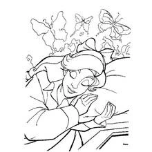 Coloriage Anastasia endormie avec des papillons de rêve