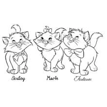 Coloriage Aristochats Berlioz, Marie et Toulouse debout ensemble