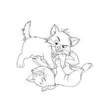 Coloriage Aristochats chatons en train de jouer