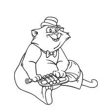 Coloriage Aristochats chat musicien jouant de la trompette