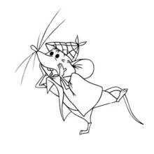 Coloriage Souris dansant avec un foulard sur la tête