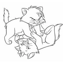 Coloriage Aristochats jouant ensemble