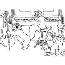 Coloriage Aristochats jouant de la musique en groupe