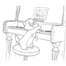 Coloriage Marie jouant du piano