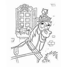 Coloriage Aristochats cheval avec un chapeau fleuri