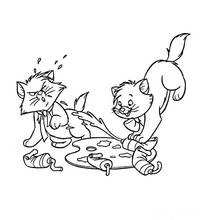 Coloriage Aristochats chatons jouant avec de la peinture