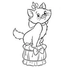 Coloriage Marie l'aristochat assise sur un tabouret capitonné