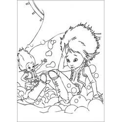 Coloriage Bétamèche et Arthur assis parmi les bulles