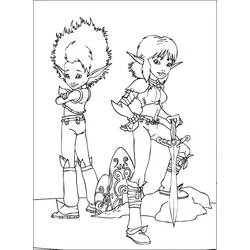 Coloriage Arthur et Princesse Selenia côte à côte