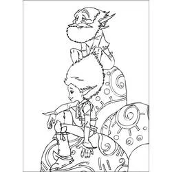 Coloriage Arthur et les Minimoys assis ensemble