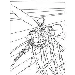 Coloriage Arthur chevauchant un insecte volant géant