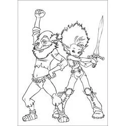 Coloriage Arthur et les Minimoys en position de combat