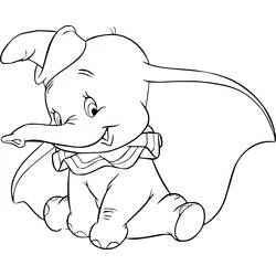 Coloriage Dumbo assis avec son col rayé