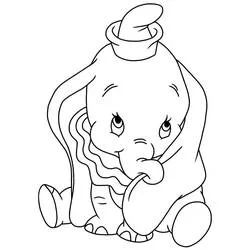 Coloriage Dumbo assis avec sa trompe