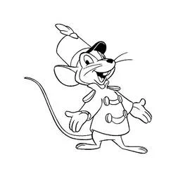 Coloriage Timothée la souris souriante avec son chapeau