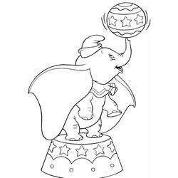 Coloriage Dumbo jonglant avec un ballon sur son trompe