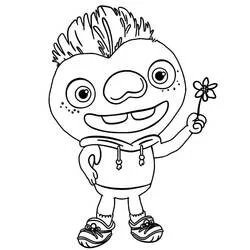 Coloriage Clod tenant une petite fleur