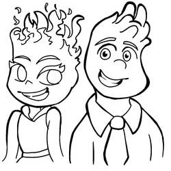 Coloriage Ember et Wade souriants côte à côte