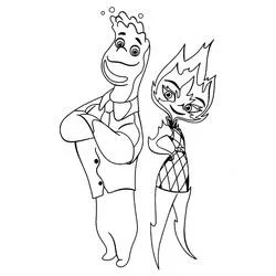 Coloriage Flack Delamare et Flam Lumen dos à dos