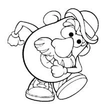 Coloriage Monsieur Patate marchant avec un grand sourire