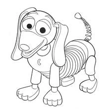 Coloriage Chien Ressort souriant avec corps à spirale