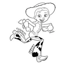 Coloriage Jessie qui court avec un grand sourire