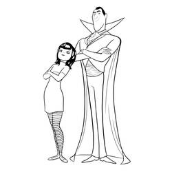 Coloriage Mavis et Dracula debout ensemble